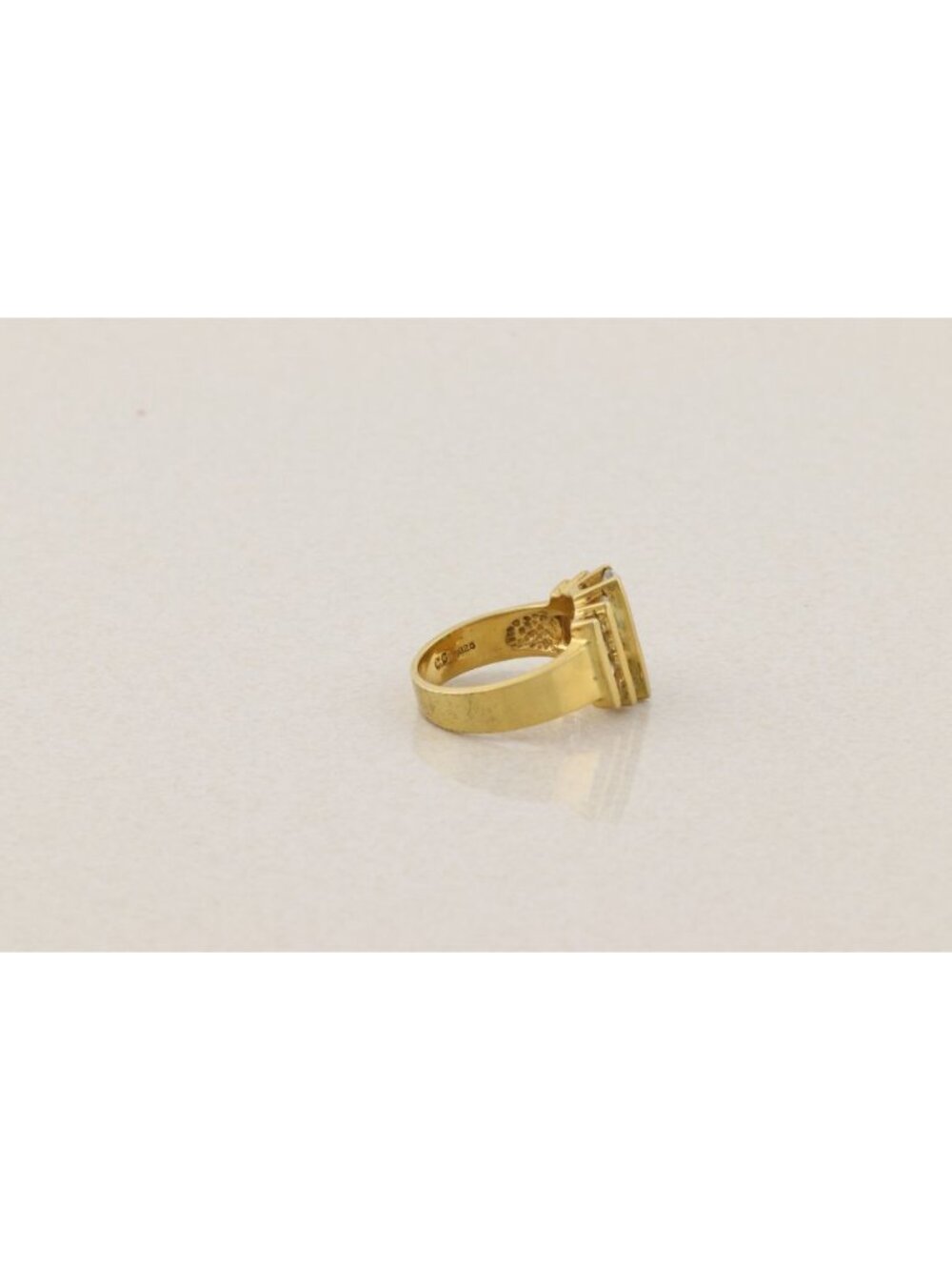 18k Gold Over Sterling Silver Lab Created Emerald & Cubic Zirconia Ring Size 7 - Picture 9 of 9